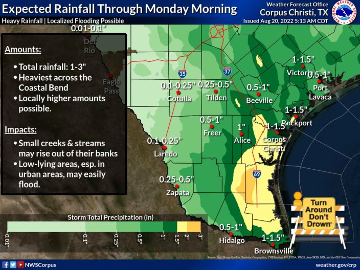 Rio Grande Valley and northern Mexico receive a gift from the tropics: a rainy weekend