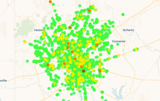 Map: Search restaurant inspections around San Antonio