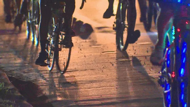 Group of cyclists wearing little to no clothes takes to the streets of Houston with a message