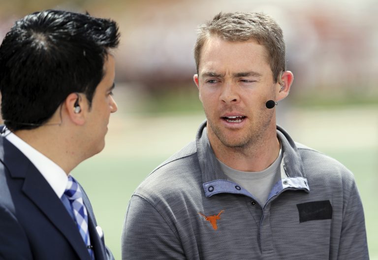 ‘He looks like his dog died’: Former Longhorn QB great Colt McCoy dons Tech outfit after Texas’ loss to Red Raiders