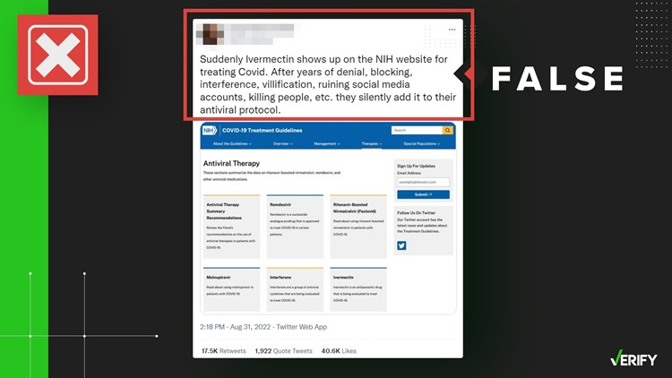 No, the National Institutes of Health didn’t approve ivermectin as a COVID-19 treatment