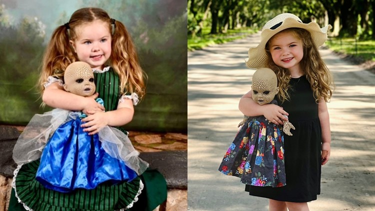 Florida 3-year-old goes viral in photos with her ‘Creepy Chloe’ baby doll