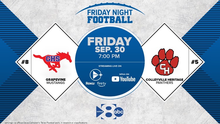 WFAA’s Friday Night Football to broadcast ‘Battle of the Red Rail’ between Grapevine and Colleyville Heritage