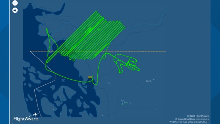 Flight path shows plane giving middle finger to Washington state