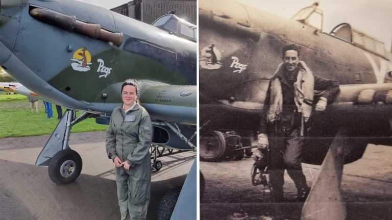 Woman Discovers Exact Replica of Grandfather’s WWII Plane and Recreates 1942 Photo Before Getting a Special Ride