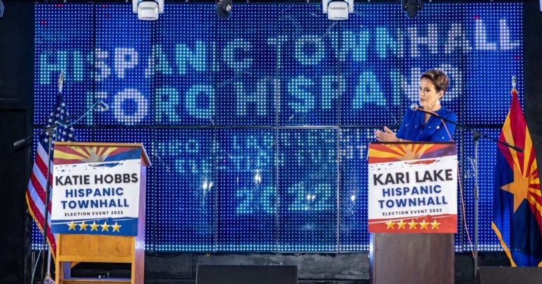 Katie Hobbs a No-Show at Hispanic Town Hall, as the Podium Next to Kari Lake Was Left Empty