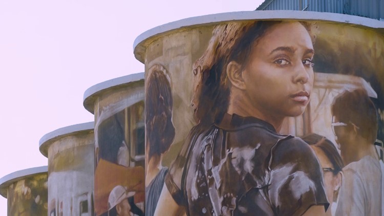 Australian artist who painted McKinney Silos wants people ‘to see themselves in it.’ For one local teen, it’s impossible not to.