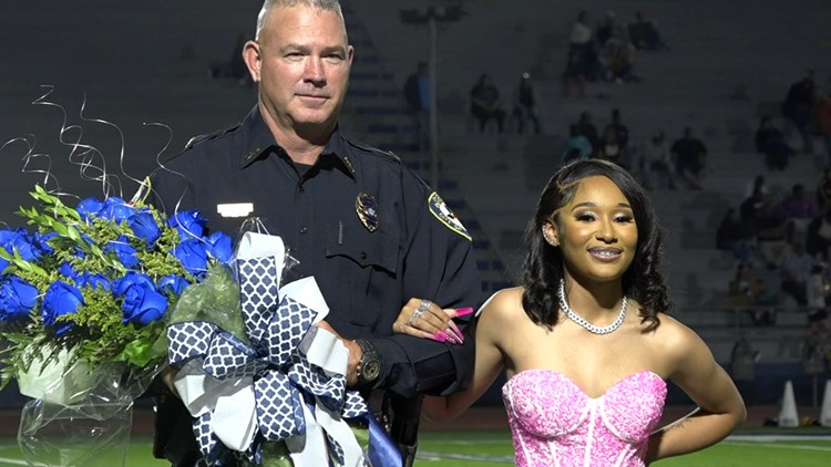 After helping get justice for her sister who was murdered in 2021, officer escorts teenager during homecoming ceremony