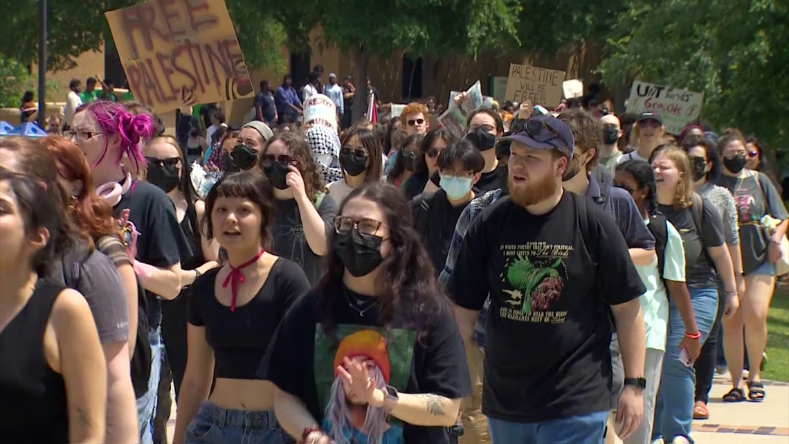 Students protest at University of North Texas without incident