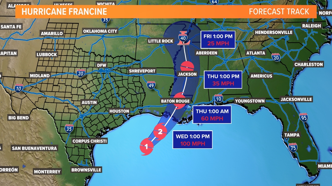 HURRICANE FRANCINE TRACKER Live radar, forecast, path, storm surge T