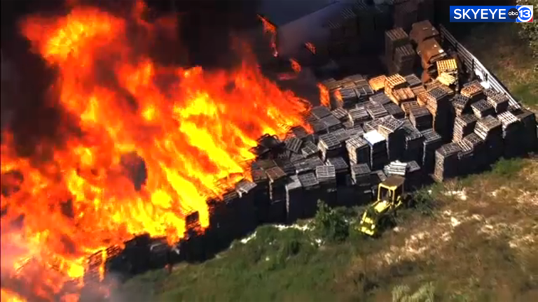 Firefighters battle huge fire on Church Road in east Harris County