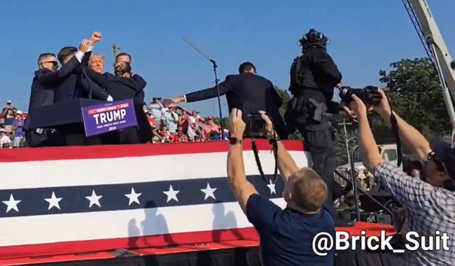 Exclusive: Brick Suit Reax to Trump Saluting His ‘Real Bravery’ at Butler Shooting