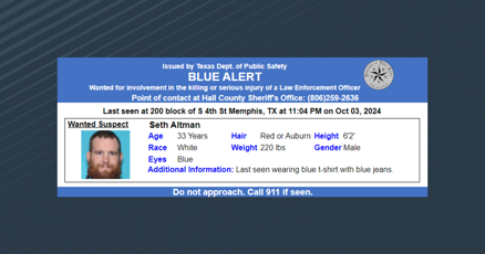 Blue Alert: Texas troopers searching for man who caused injury to a police officer