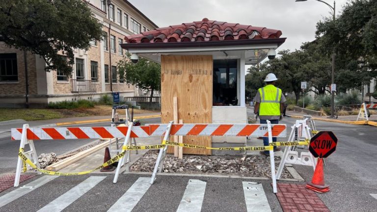 University of Texas parking kiosk damaged in crash