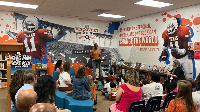 Texas Longhorns legend unveils transformed library at east Austin school