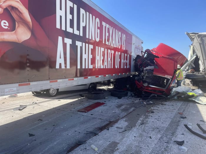 Multiple lanes closed on I-10 for hours after vehicle collides with trailer, officials say