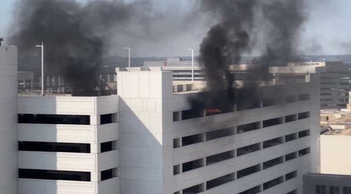 Vehicle was on fire in parking garage near University Hospital, SAFD says