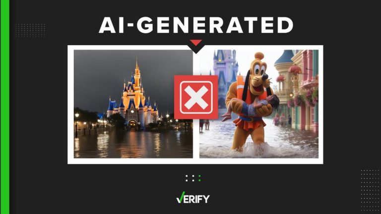 These images appearing to show Walt Disney World flooding during Milton are AI-generated