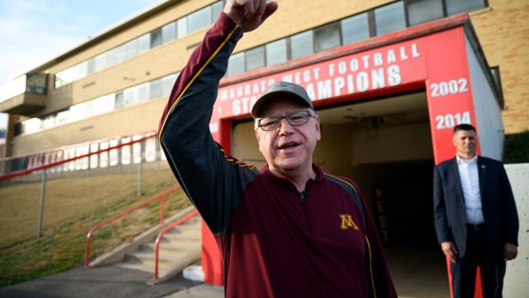 Tim Walz attends high school football game in Minnesota