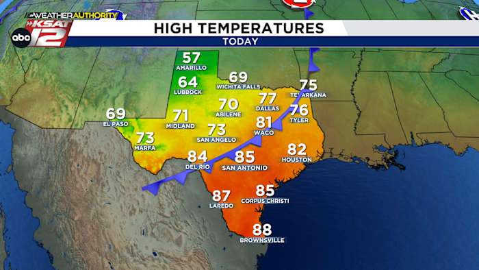 Cold front arrives this afternoon, cooler mornings and lower humidity follow