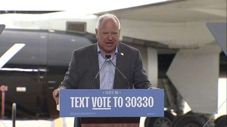 VP candidate Tim Walz speaks in Flint, Michigan (11.1.24)