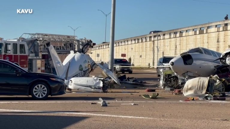 Plane crashes into three vehicles at intersection near Victoria high school, police say