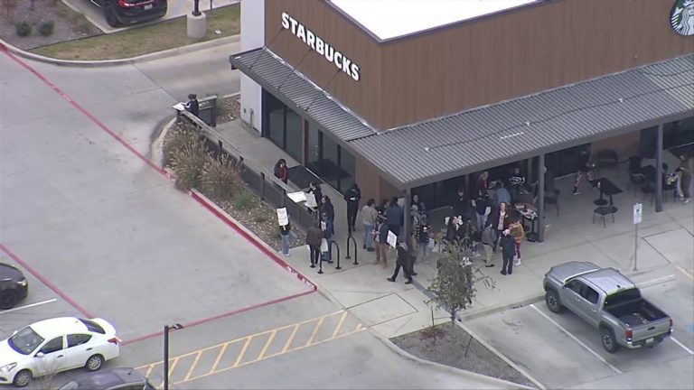 Denton Starbucks employees picket outside of store as part of national strike