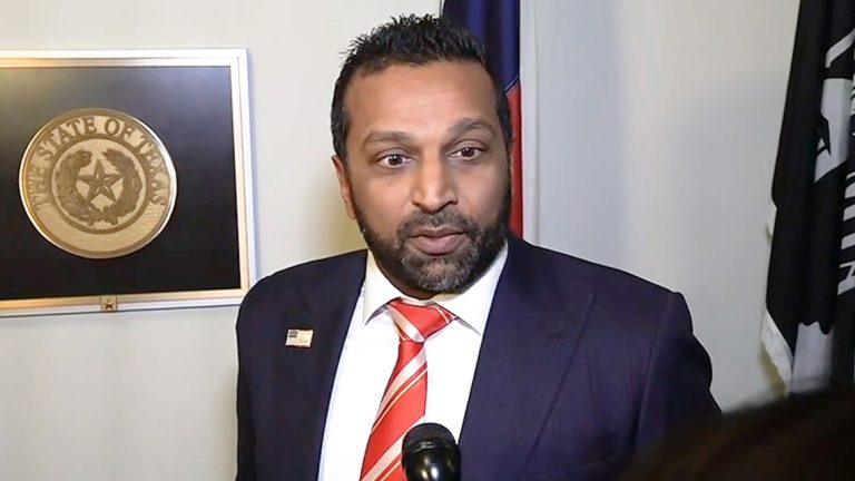 Kash Patel speaks to media before meeting with Ted Cruz