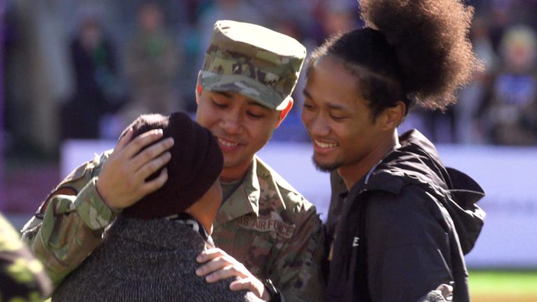 Garland airman surprises mom battling breast cancer