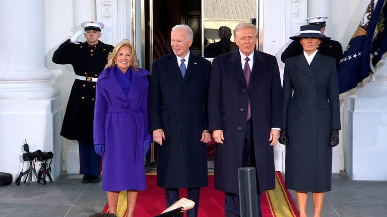 President-elect Trump arrives at White House, greeted President Biden