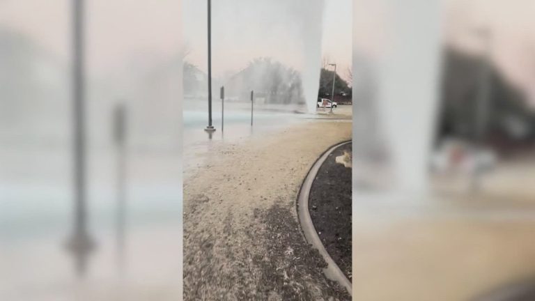 Busted water main creates winter wonderland scenes in North Texas