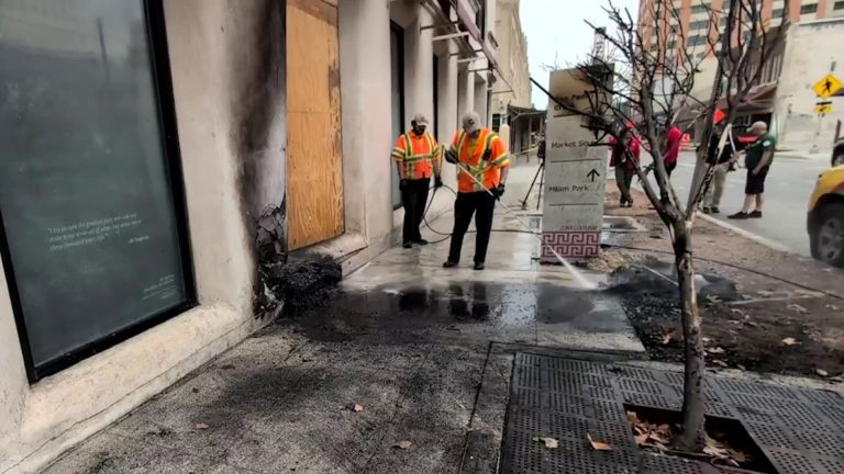 Crews left cleaning up after deadly police shooting, fiery crash in downtown San Antonio