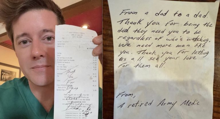 Stranger Pays Family’s Breakfast Bill and Writes Heartfelt Note Praising Dad